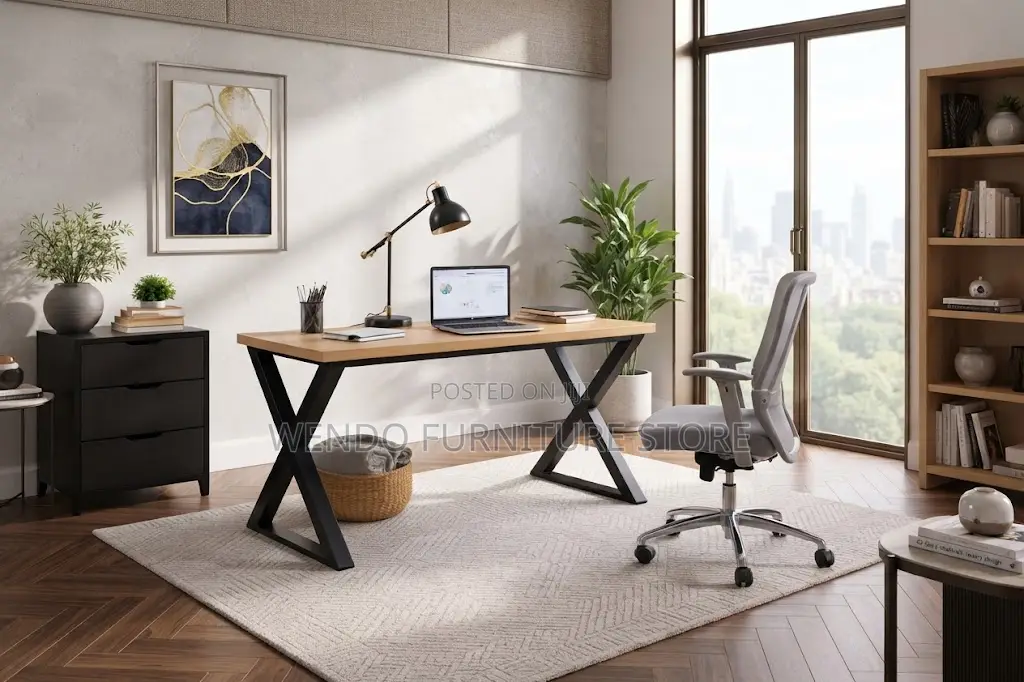 Office Desk; 140cm Long Wooden Home Office Computer Table