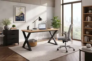 Office Desk; 140cm Long Wooden Home Office Computer Table
