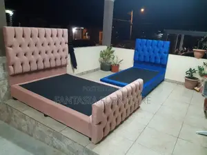 5x6 Brown Diamond Tufted Chester Bed: Pay on Delivery
