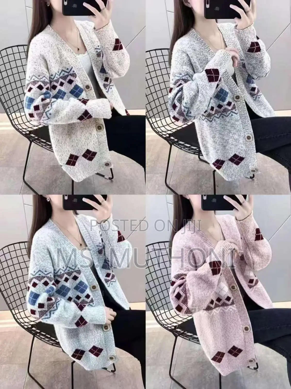 Button-Up Closures Cozy Patterned Knit Cardigan