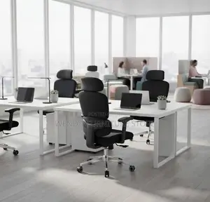 Office Chair; Swivel Black Leather Office Work Seat