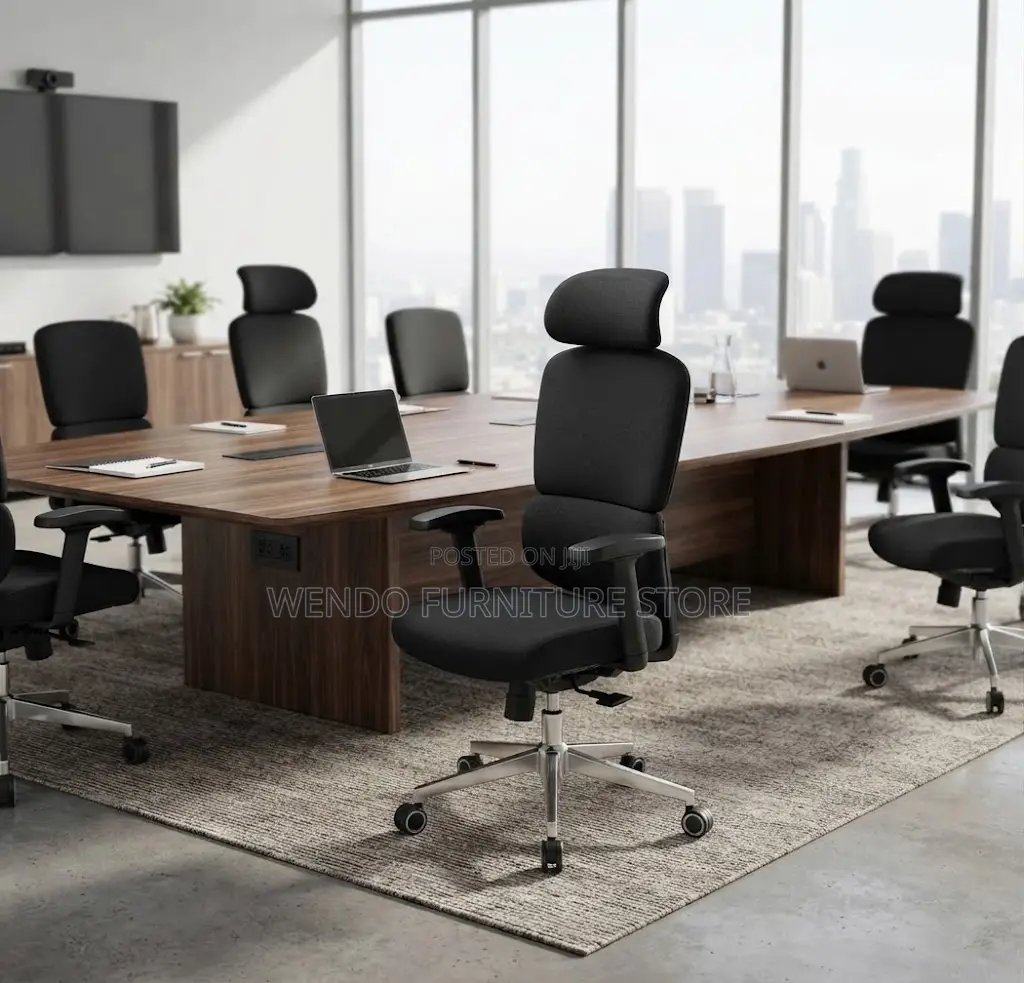 Office Chair; Swivel Black Leather Office Work Seat