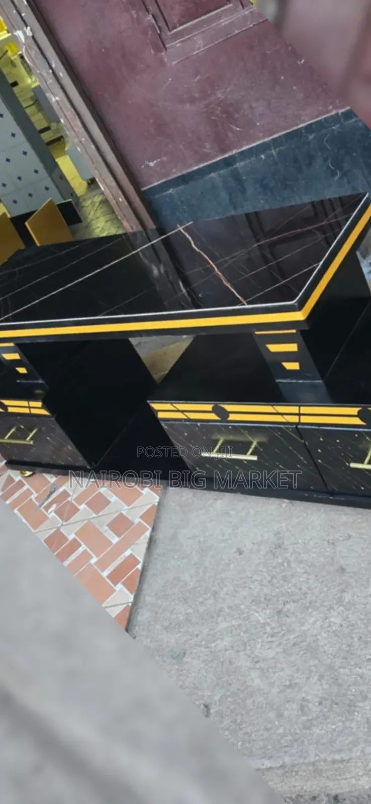 Executive Black Marble Coating TV Stand