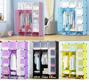 Portable 3-Column Plastic Wardrobe