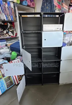2-Column Portable Plastic Wardrobe for Clothes & Storage