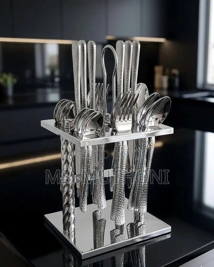 Sophisticated, High-Mirror Polish Textured Cutlery Set