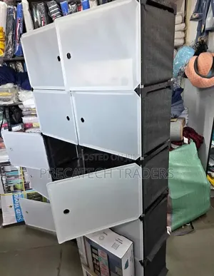 Modern Portable Plastic Wardrobe – 2 Column Storage Cabinet