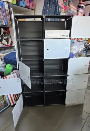 Modern Portable Plastic Wardrobe – 2 Column Storage Cabinet