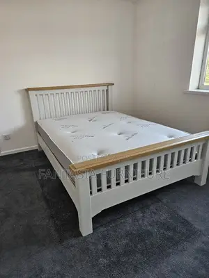 5x6 Oak Trim White Slat Bed: Pay on Delivery
