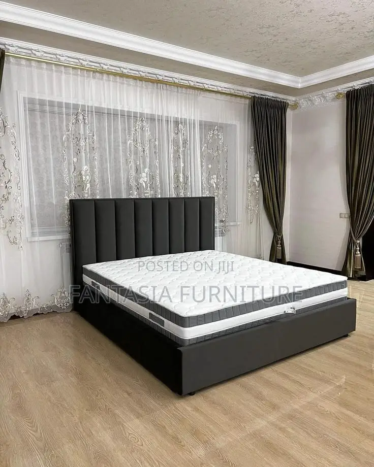 5x6 Black Channel Tufted Chester Bed: Pay on Delivery