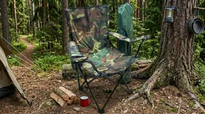 Portable Foldable Camouflage Camping Chair With Cup Holder & Carry Bag