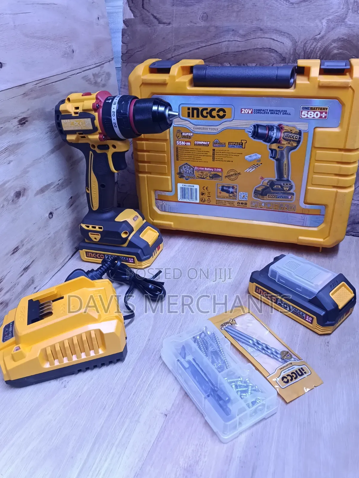 Ingco Impact Drill Cordless 20 v 2 Batteries and Charger