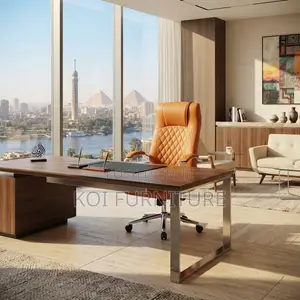 Office Chairs; Brown Leather Adjustable Office Executive Seat