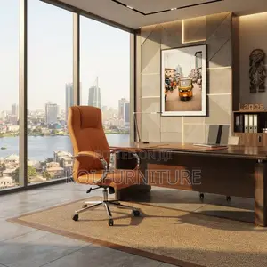 Office Chairs; Brown Leather Adjustable Office Executive Seat