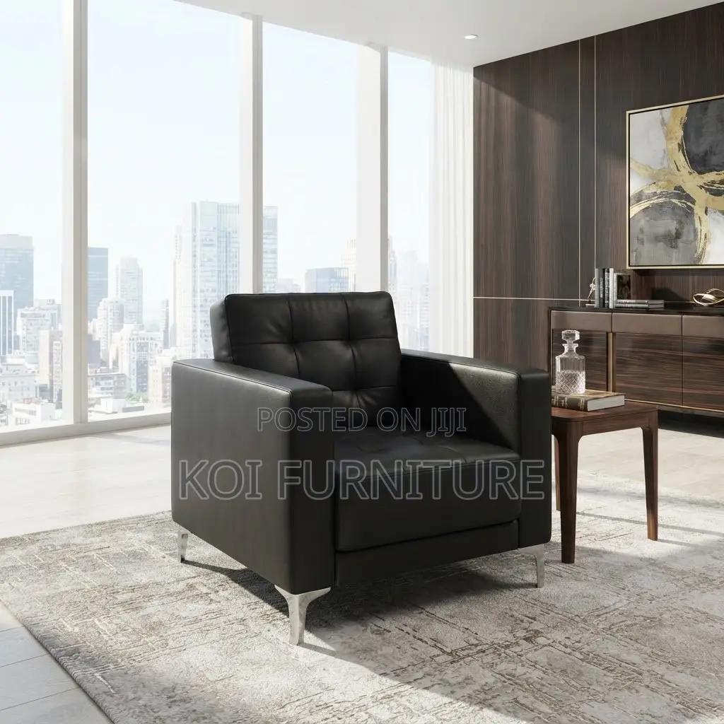 Office Sofa; Single Seater Black Office Meeting Staff Sofa