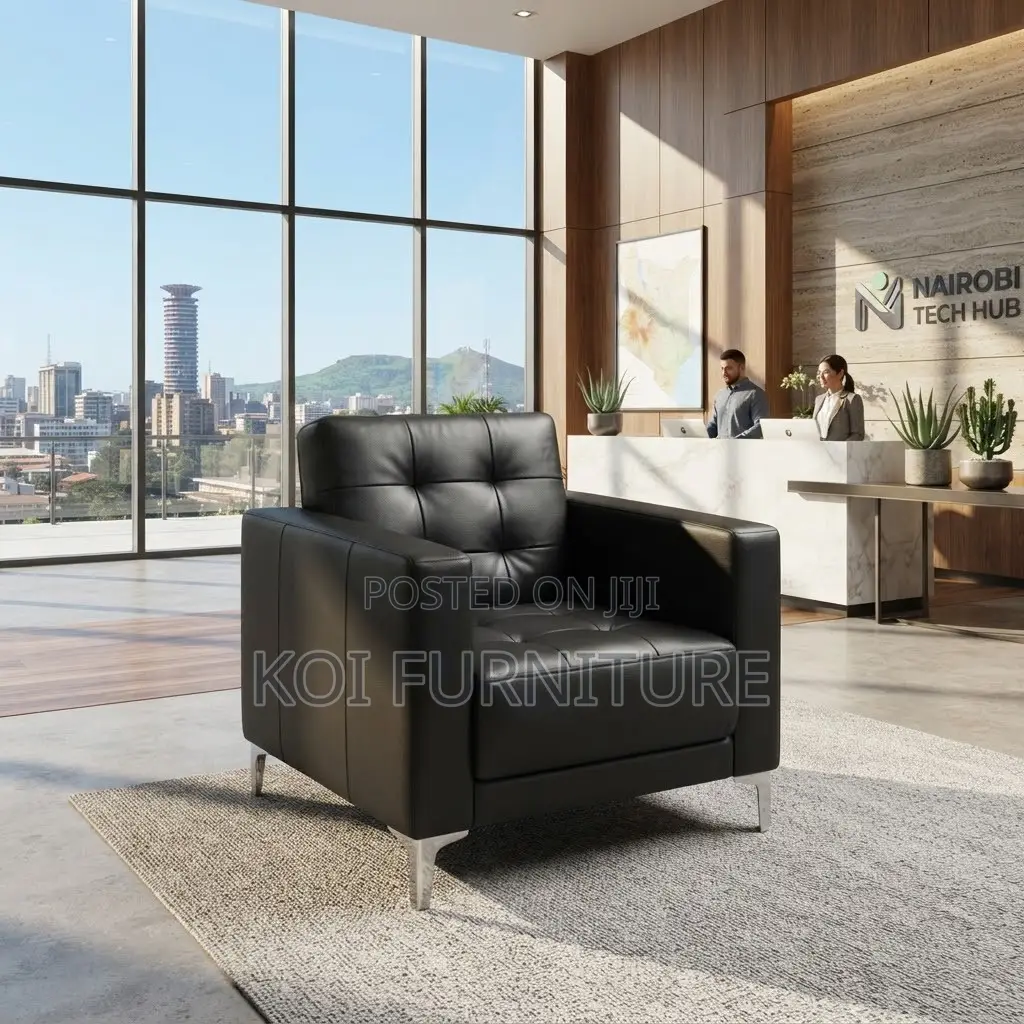 Office Sofa; Single Seater Black Office Meeting Staff Sofa