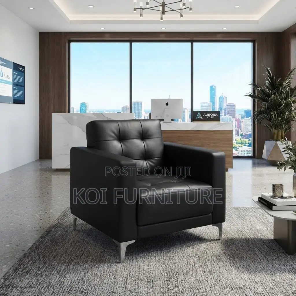 Office Sofa; Single Seater Black Office Meeting Staff Sofa