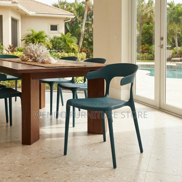 Dining Chairs; Plastic Ergonomic Stackable Home Chairs - thumbnail 3
