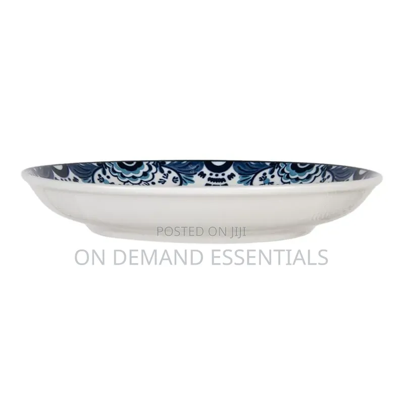 Clayre & Eef Breakfast Plate Ø 21x3 Cm/10 Inch White Blue Ceramic