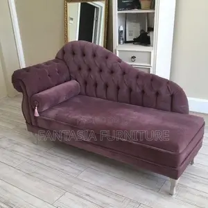3 Seater Purple Tufted Chaise Lounge: Free Delivery