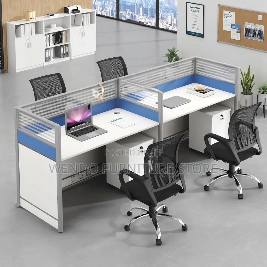 Office Workstation; Straight Way Two Users Modern Offices Workstation