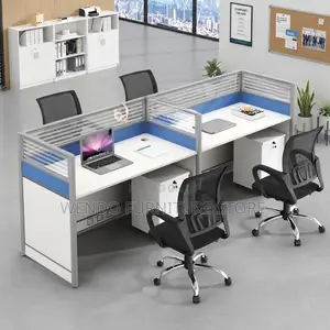 Office Workstation; Straight Way Two Users Modern Offices Workstation