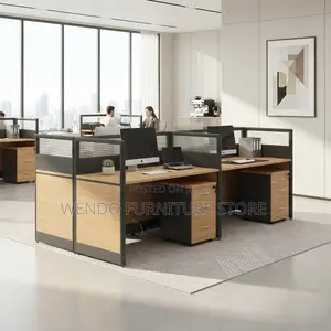 Office Workstation; Straight Way Two Users Modern Offices Workstation