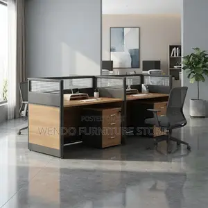 Office Workstation; Straight Way Two Users Modern Offices Workstation