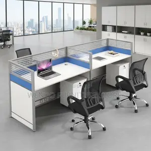 Office Workstation; Straight Way Two Users Modern Offices Workstation