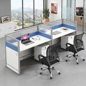 Office Workstation; Straight Way Two Users Modern Offices Workstation