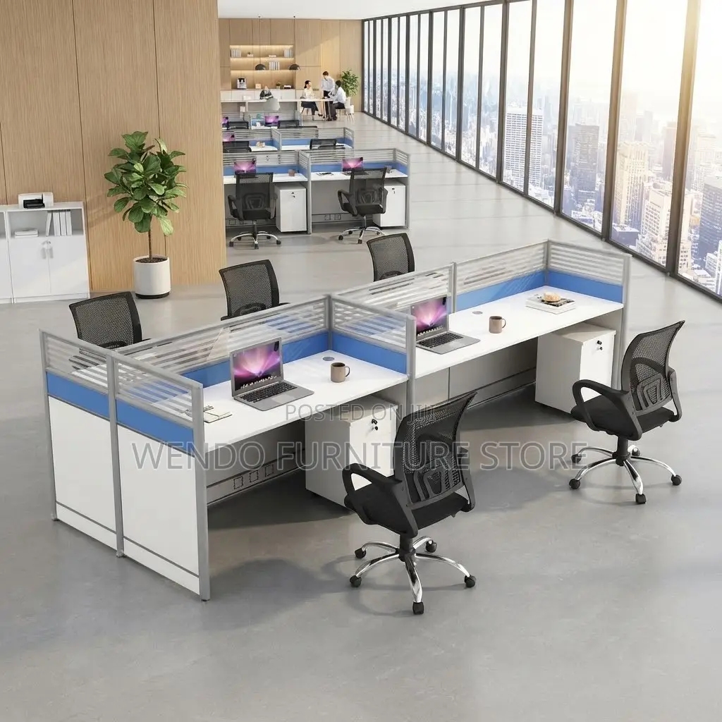 Office Workstation; Straight Way Two Users Modern Offices Workstation