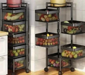 High Quality Square/ Round Fruit Rack With Wheels