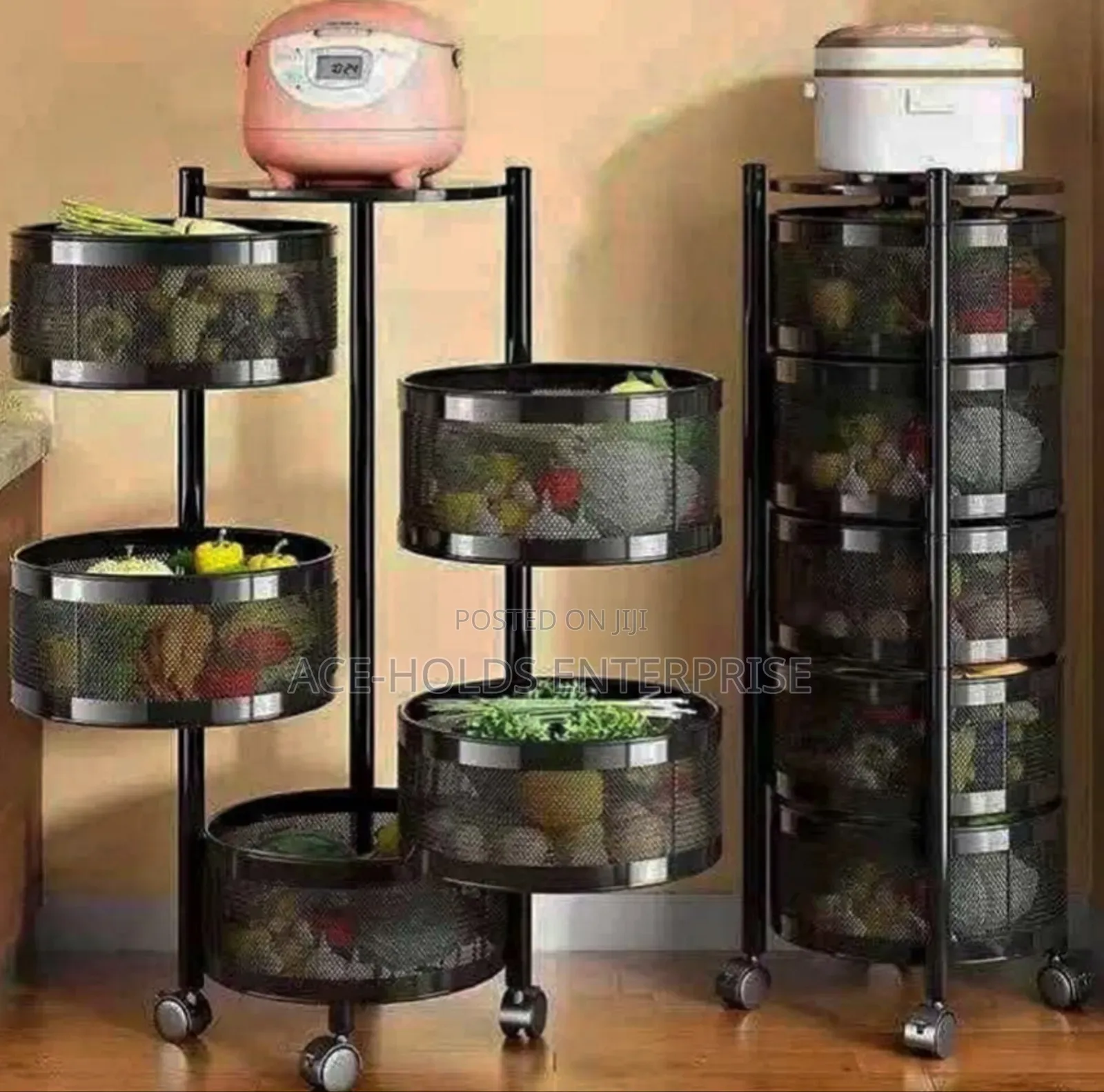 High Quality Square/ Round Fruit Rack With Wheels