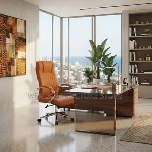 Office Chairs; Adjustable Brown Leather Swivel Office Chair