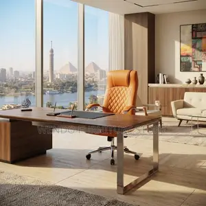 Office Chairs; Adjustable Brown Leather Swivel Office Chair