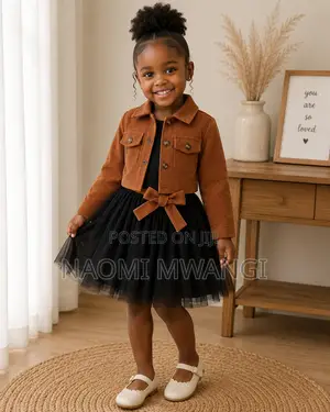 2 Piece Dress Brown Corduroy Jacket and a Sleeveless Tulle Dress