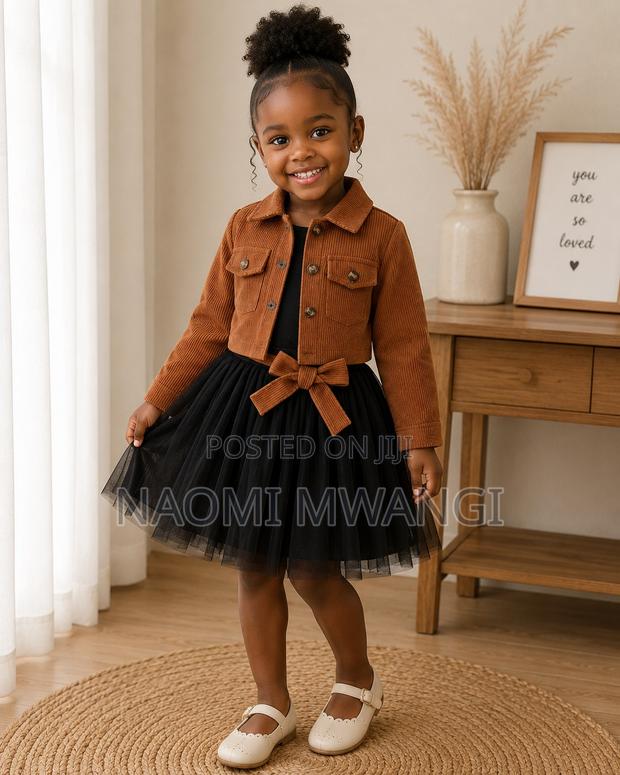 2 Piece Dress Brown Corduroy Jacket and a Sleeveless Tulle Dress