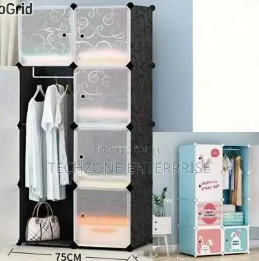 Portable 2- Column by 4 Plastic Wardrobe Different Colours ,,
