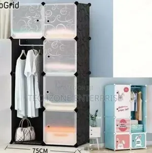 Portable 2- Column by 4 Plastic Wardrobe Different Colours ,,