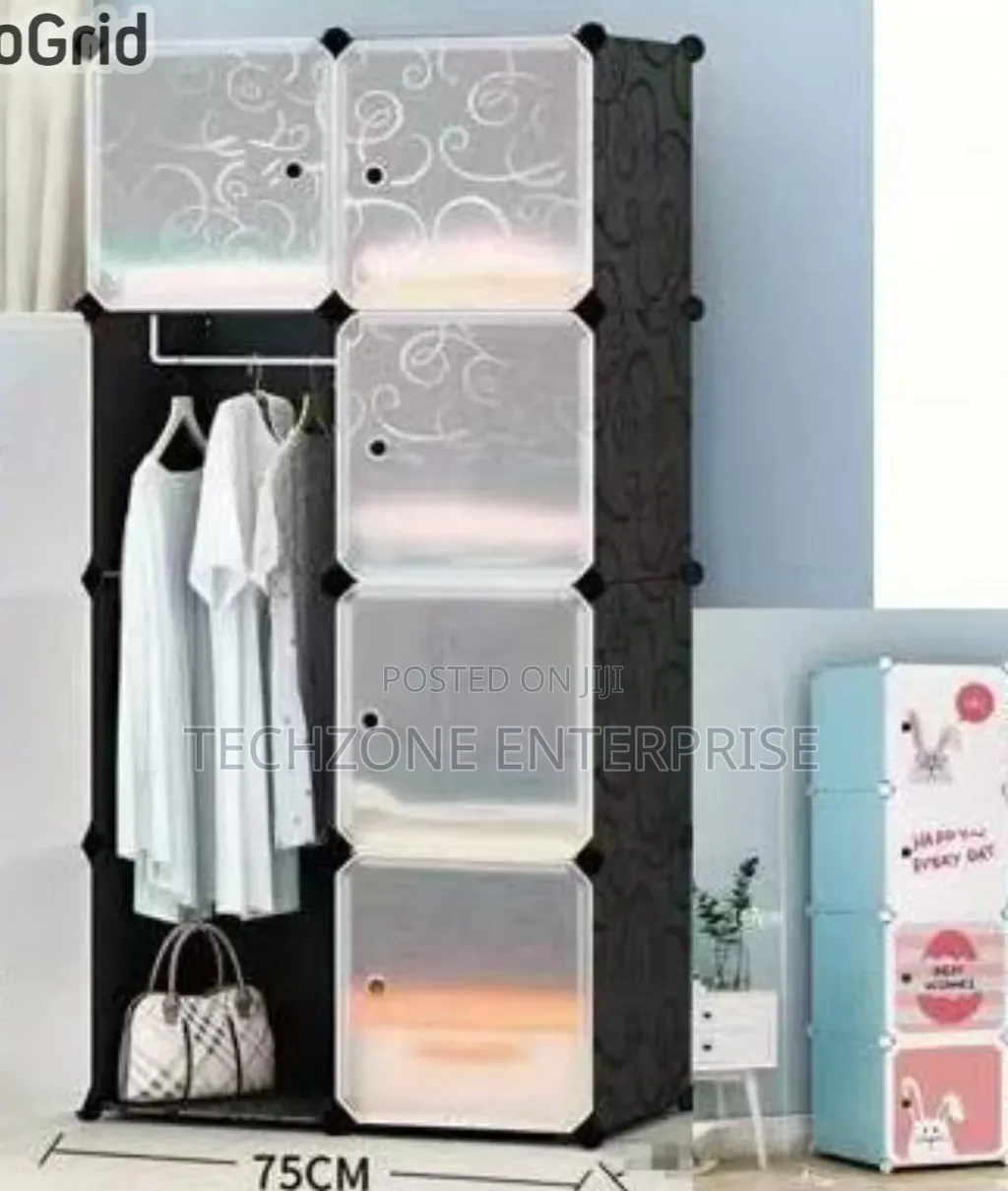Portable 2- Column by 4 Plastic Wardrobe Different Colours ,,