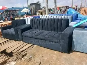 5 Seater Grey Fluted Sofa Set: Payment on Delivery