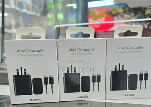 Samsung 45W PD Adapter With an Included 5A USB-C to USB-C Cable.