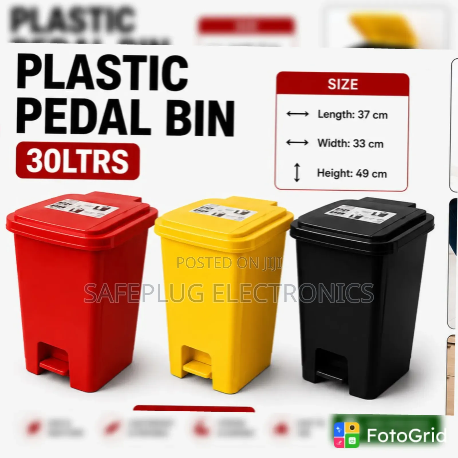 30L Pedal Waste Bin – Durable Kitchen & Home Dustbin