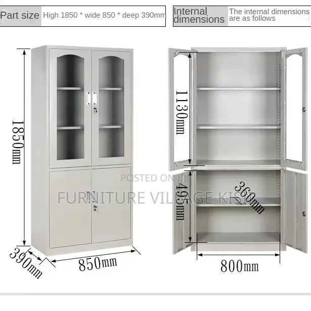 Office Cabinet; 2-Door Metallic Office Cabinet