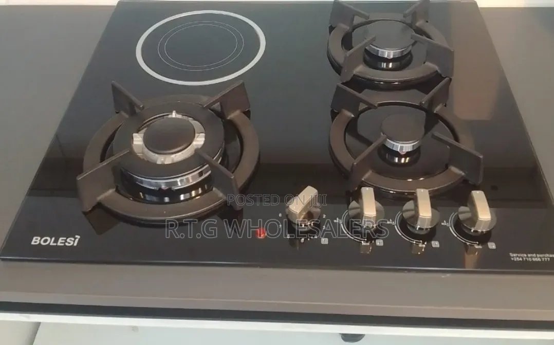Bolesi Hob 3 Gas Burners +1 Infrared Electric With Gas Sensor
