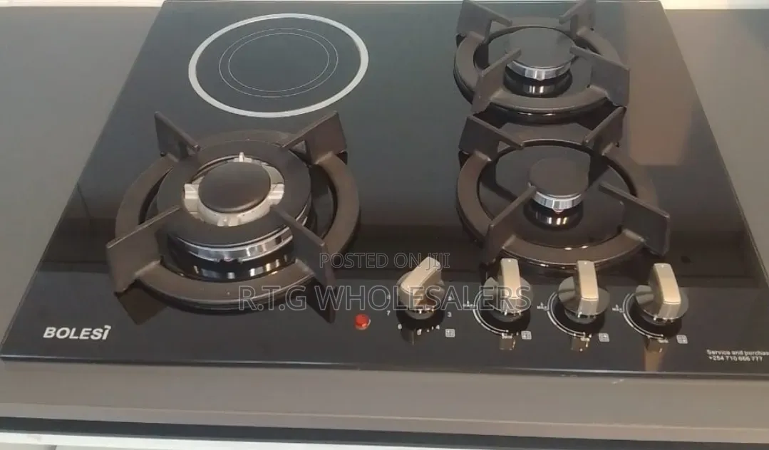 Bolesi Hob 3 Gas Burners +1 Infrared Electric With Gas Sensor