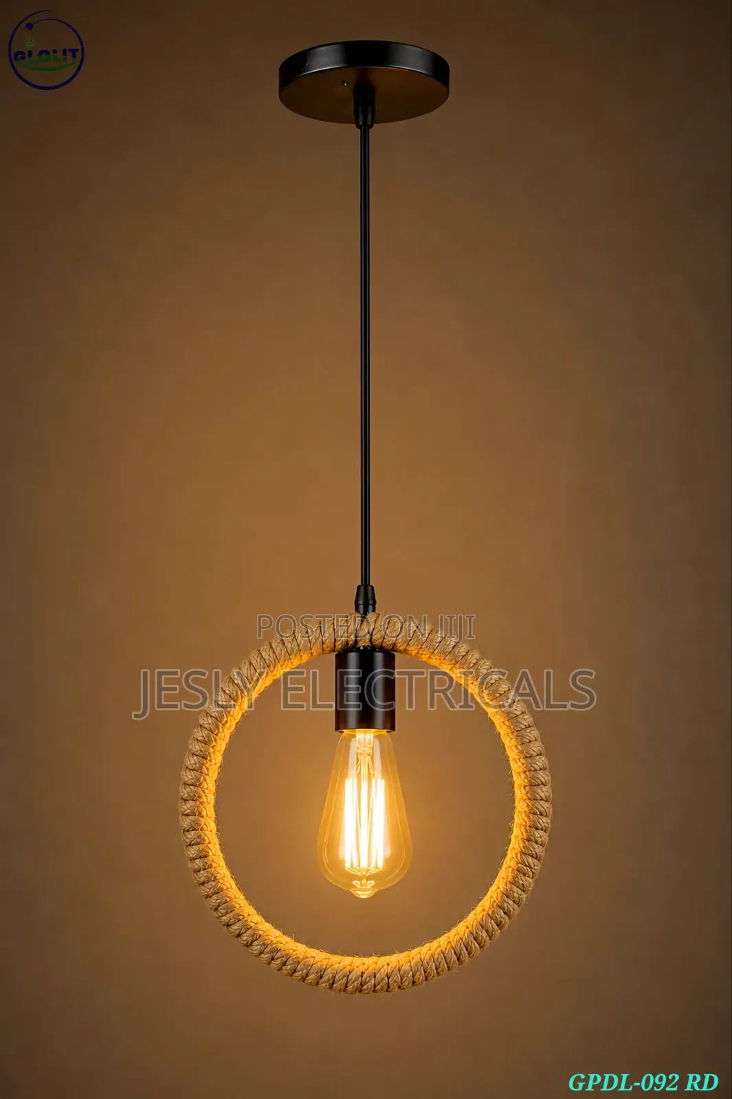 Industrial Vintage Hemp Rope Pendant