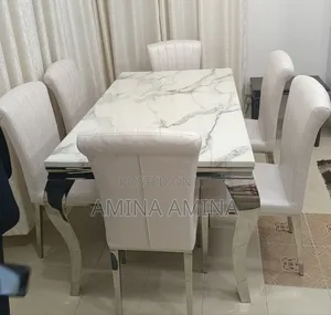 White Marble 6 Seater Dining Table -Pure