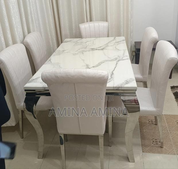 White Marble 6 Seater Dining Table -Pure