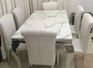 White Marble 6 Seater Dining Table -Pure